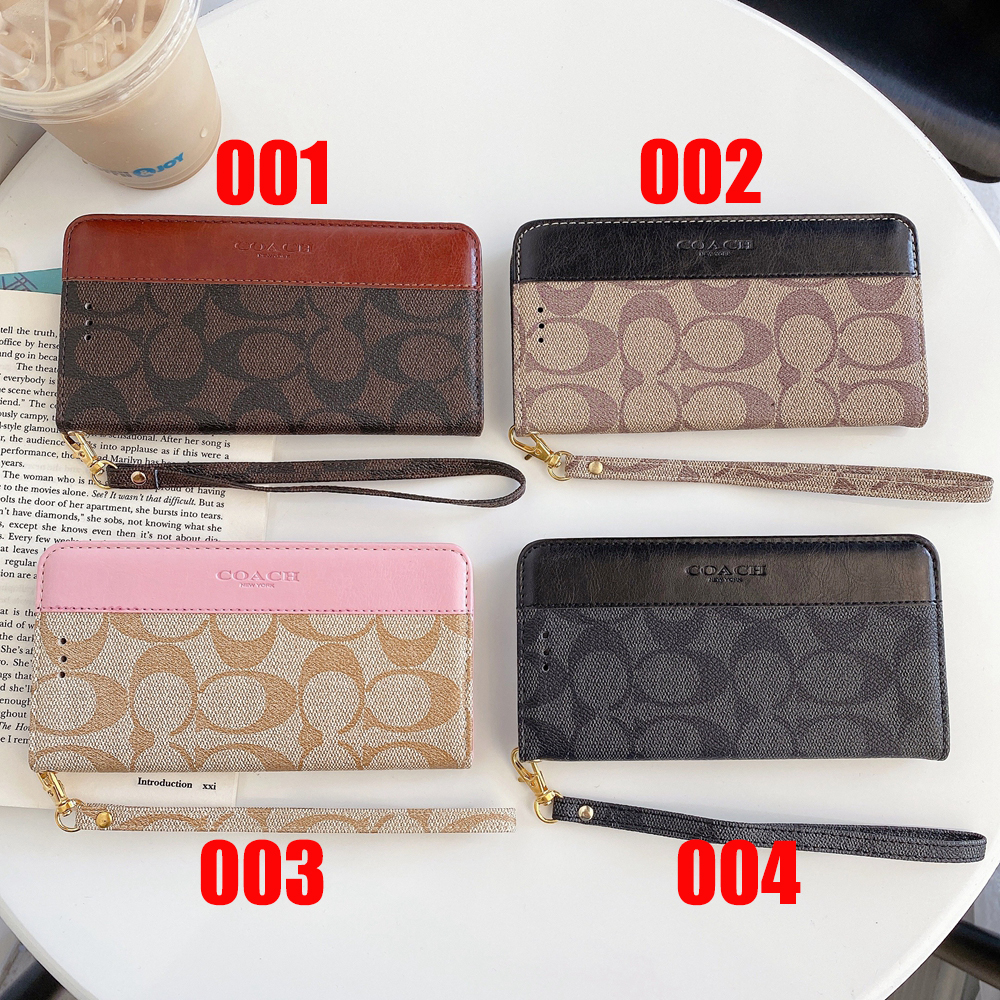 コーチ iPhone15/14/13 ProMax/13 Pro/13ケース シグネチャー柄 手帳型