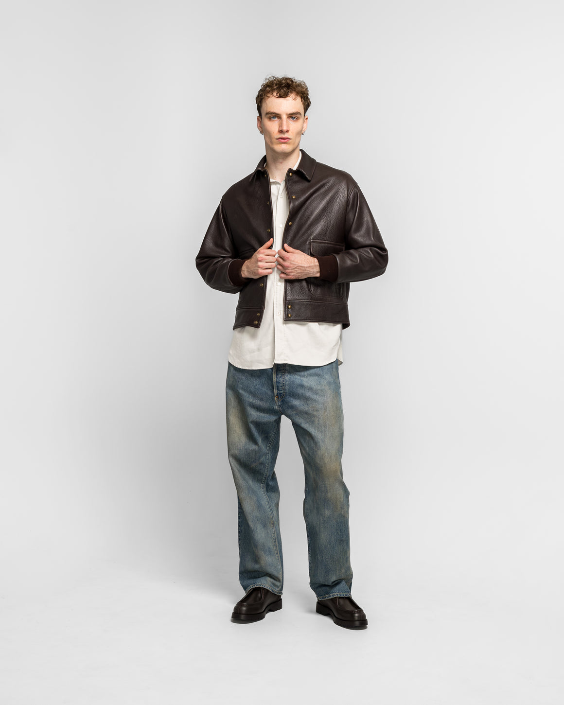 A.PRESSE - Leather A-1 Flight Jacket - Brown | UP THERE