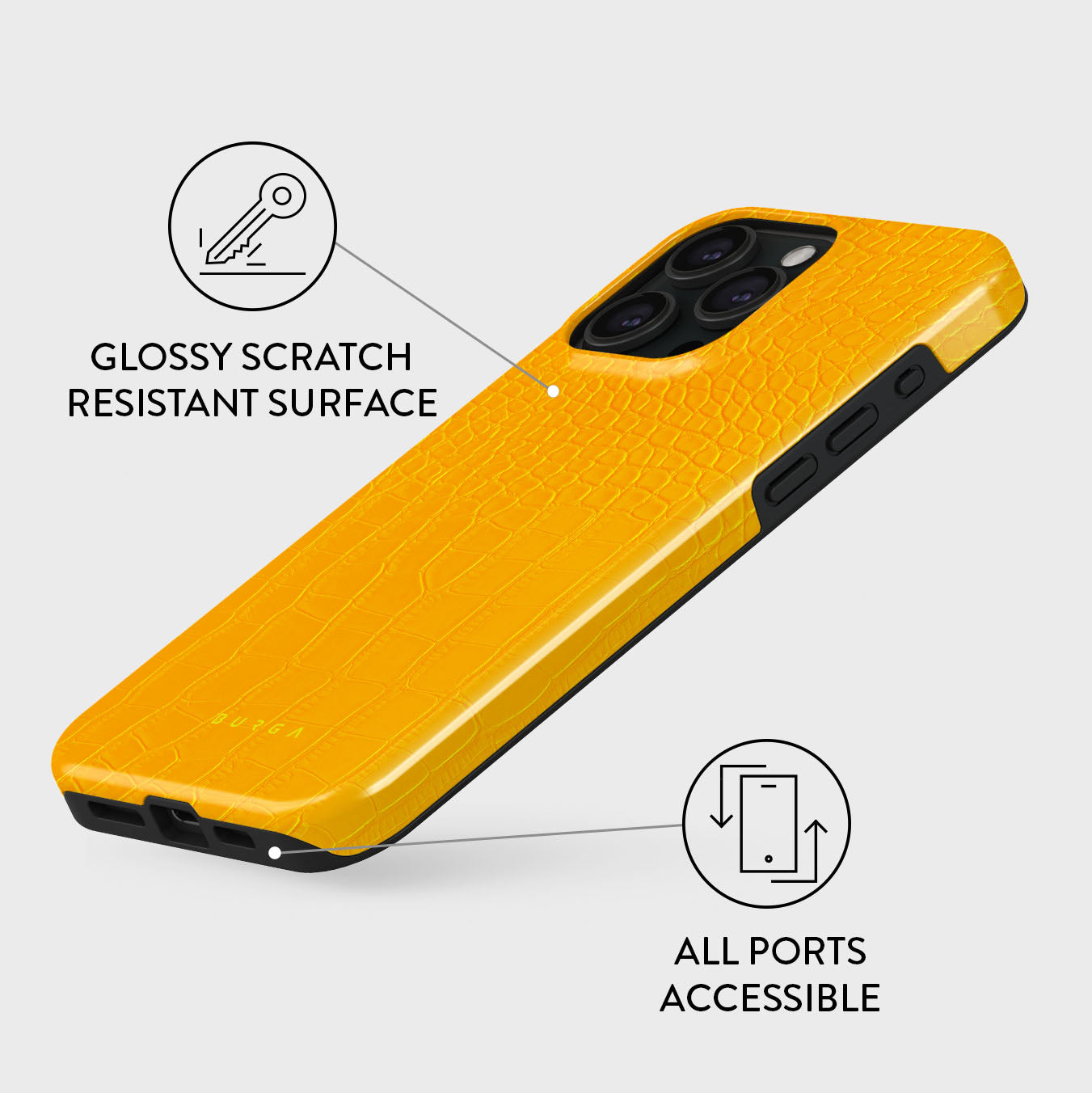 Canary Yellow - Snake Skin iPhone 15 Pro Max Case | BURGA