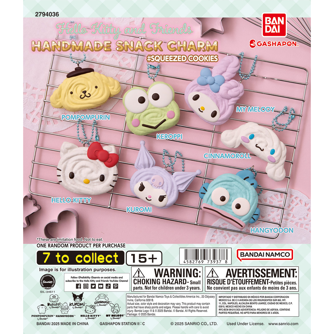 HELLO KITTY AND FRIENDS HANDMADE SNACK CHARM #SQUEEZED COOKIES