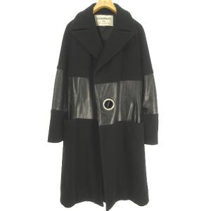 Hommes Pour de la Femme コート ウールブレンド レザー切替 44 L