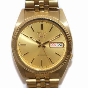 5 腕時計 自動巻き デイデイト 裏スケルトン ゴールド 7S26-0500（2024