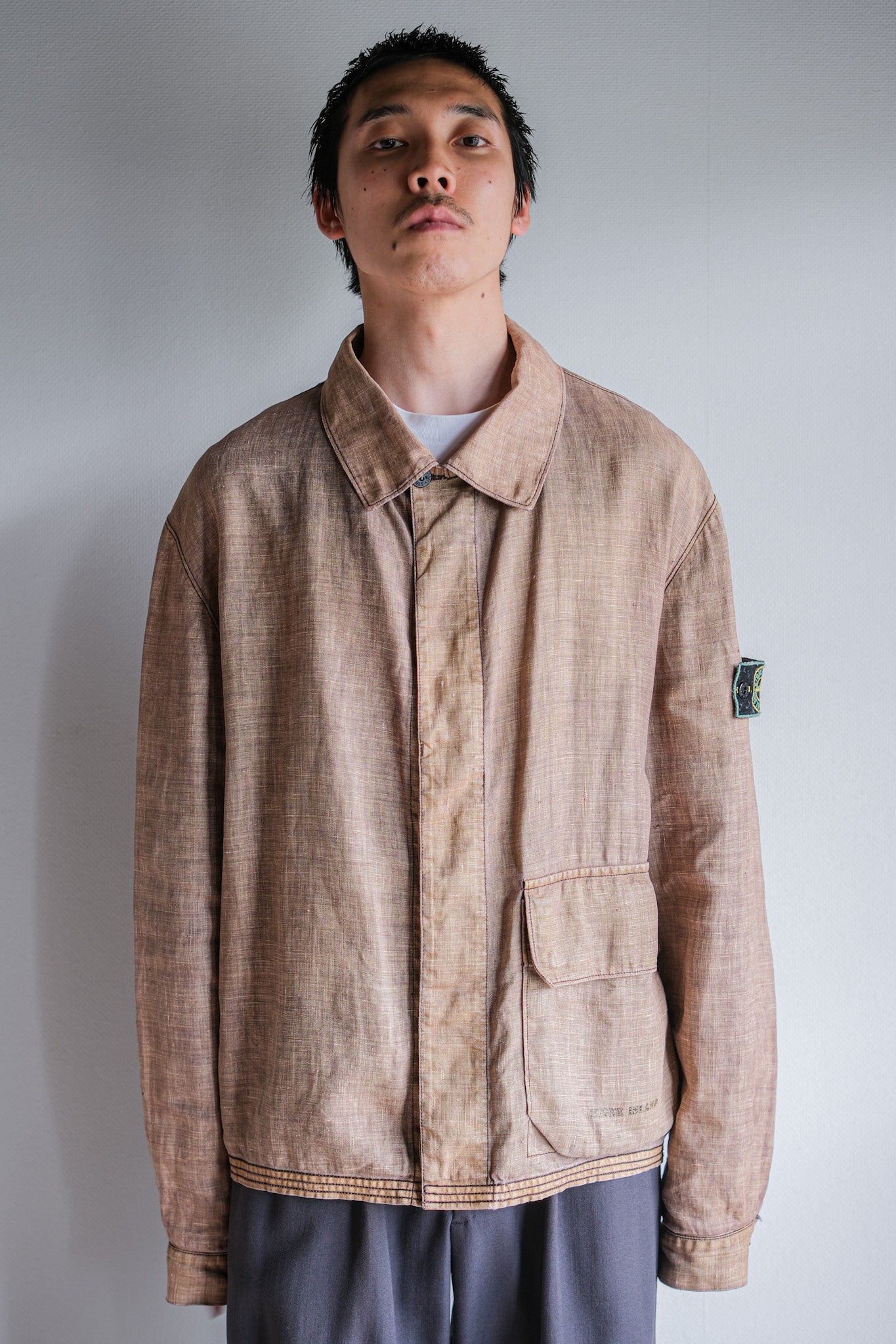 97SS】Old STONE ISLAND Garment Dyed Lino Flax Cotton Jacket Size.L 