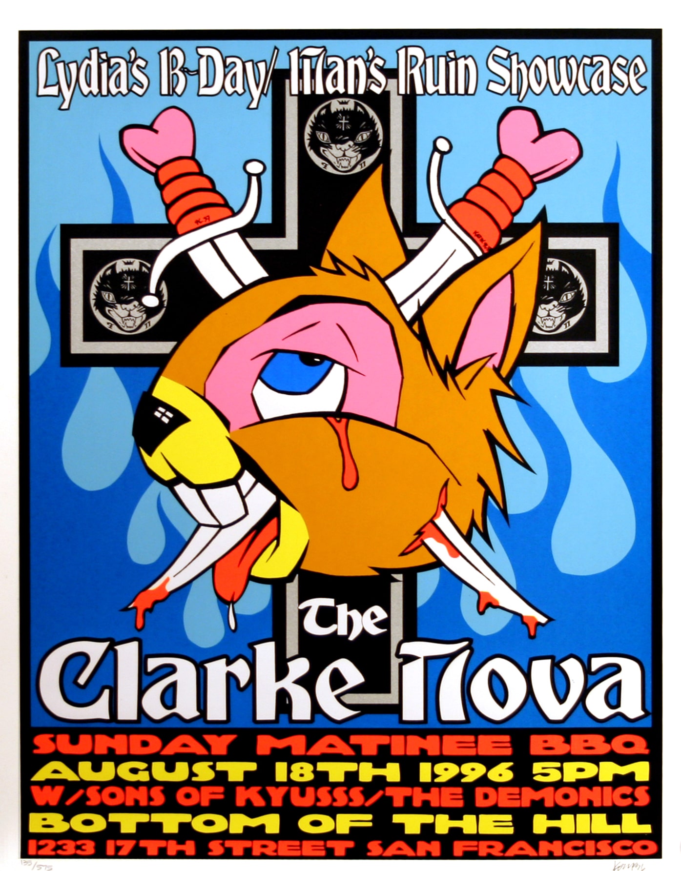 The Clarke Nova Concert Poster San Francisco 1996 Frank Kozik