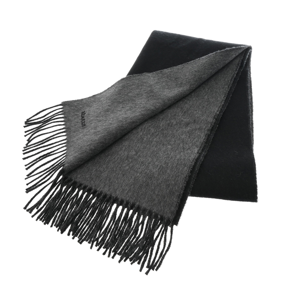 エルメス カシミヤマフラー レクトヴェルソ ブラック/フランネルグレー