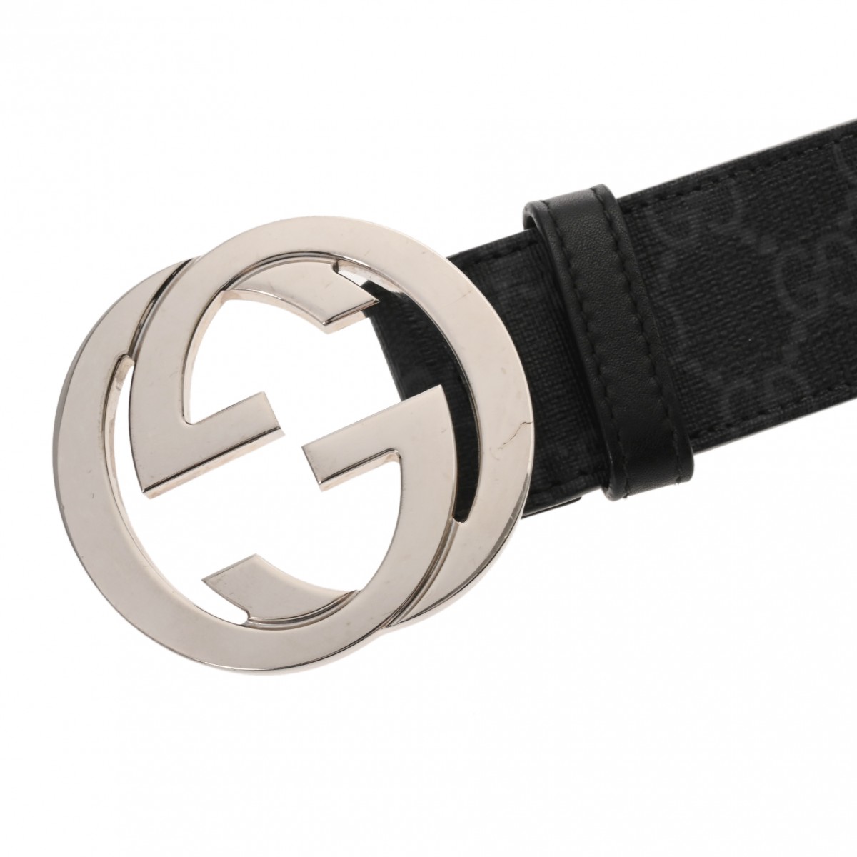 グッチ GGバックル #85 ブラック/シルバー金具 411924 GGスプリーム