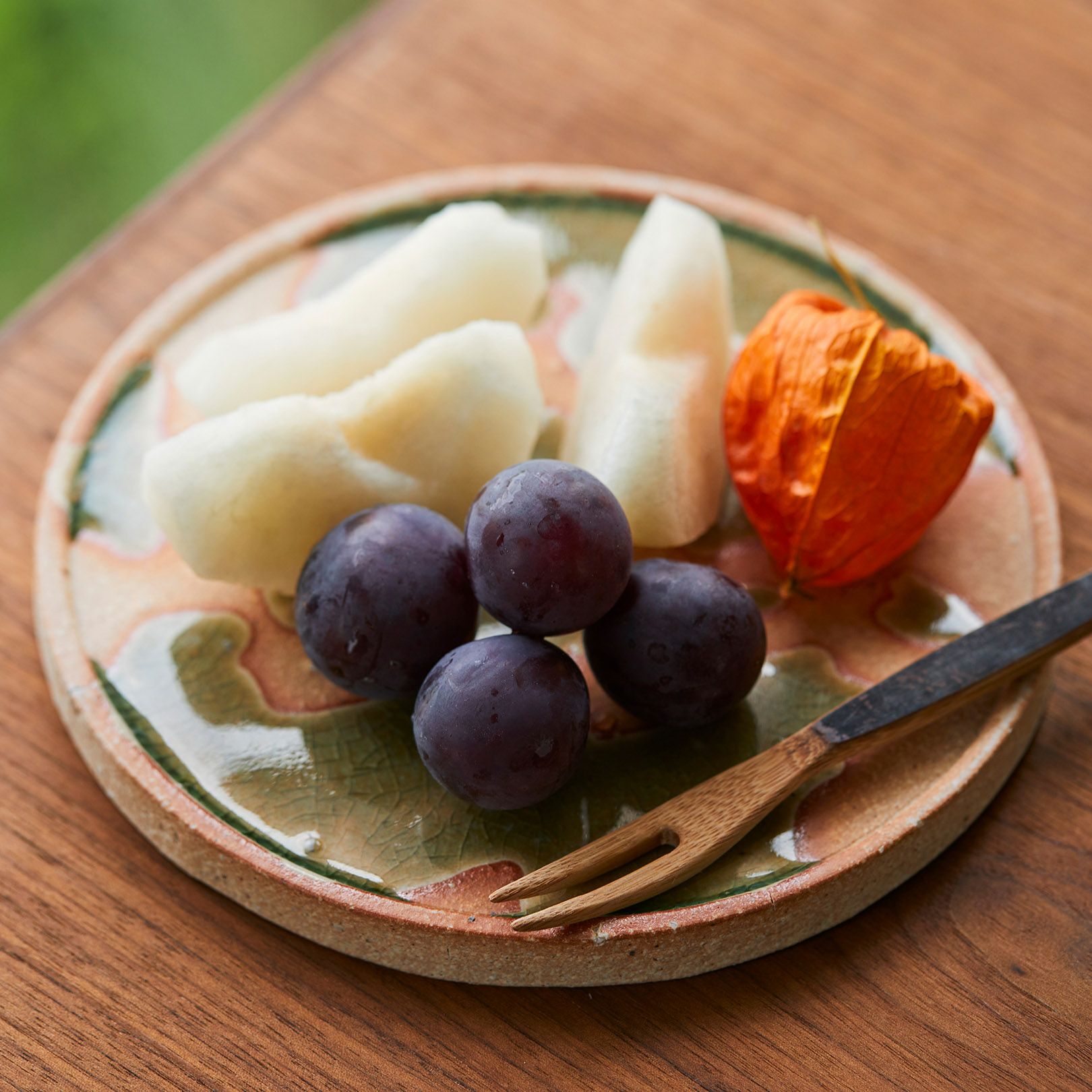 古信楽 丸プレート 緑釉 M | 明山 オンラインショップ