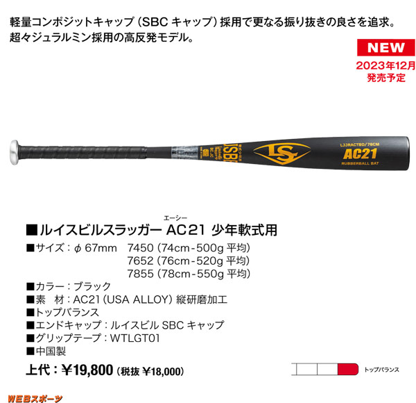LJJRACTBD 2024ルイスビルスラッガー AC21 学童・少年軟式用バット
