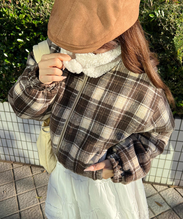 ボア襟チェック柄ブルゾン – WEGO ONLINE STORE