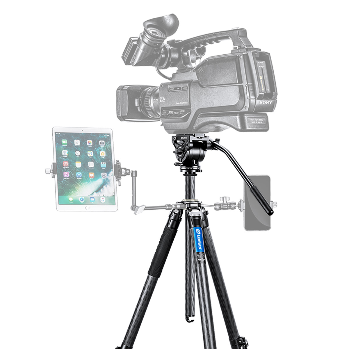 LV-323C+BV-10 レバーロック式レベリングセンターポール三脚ビデオ雲台