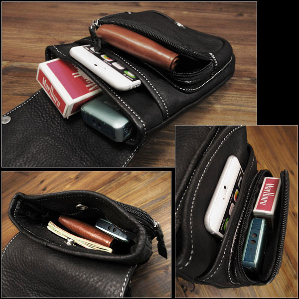 ハラコ／牛革毛 ベルトポーチ ウエストポーチ／シザーバッグ