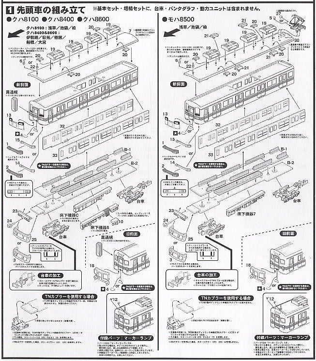 東武 8000系 新前面 4輛編成トータルセット (動力付き) (基本・4両