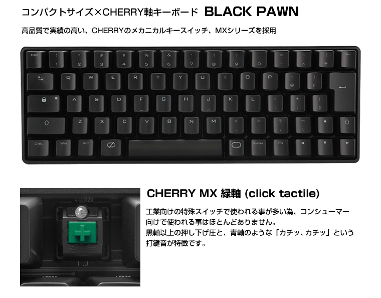 販売終了】 BLACK PAWN CHERRY緑軸キーボード (CK-67CMB-GRJP1) - 株式