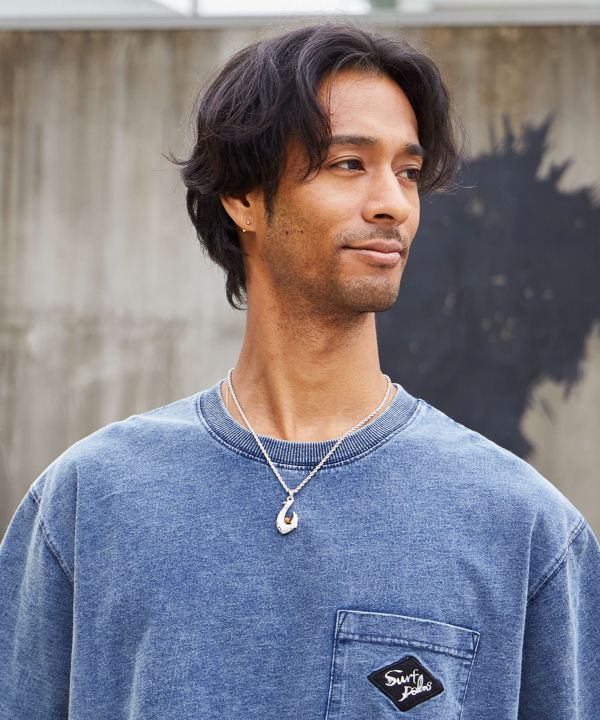 メンズフィッシュフックストーンネックレス(TIGER EYE): 『Kahiko