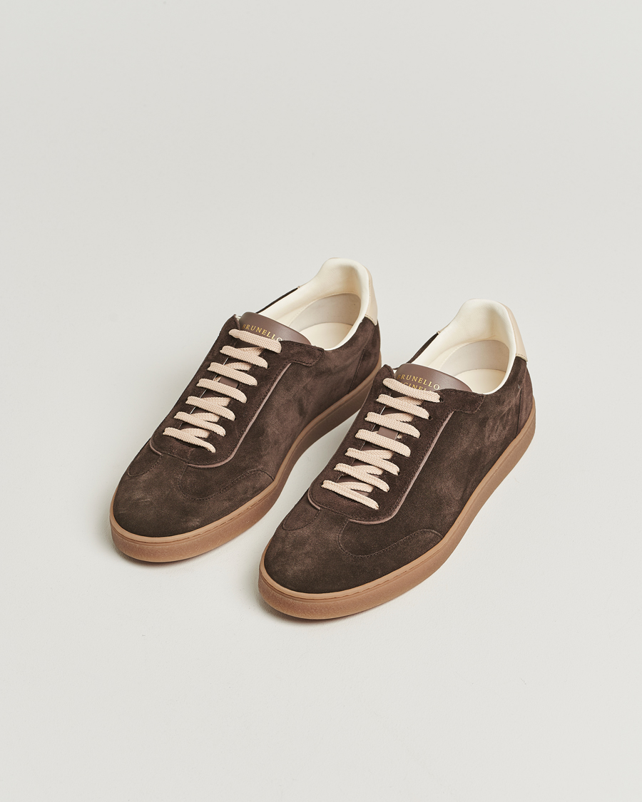 Brunello Cucinelli Classic Sneakers Dark Brown Suede at CareOfCarl.com