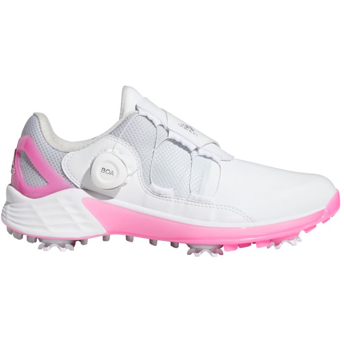 adidas Womens ZG21 Boa Golf Shoes White/Silver Metallic/Screaming