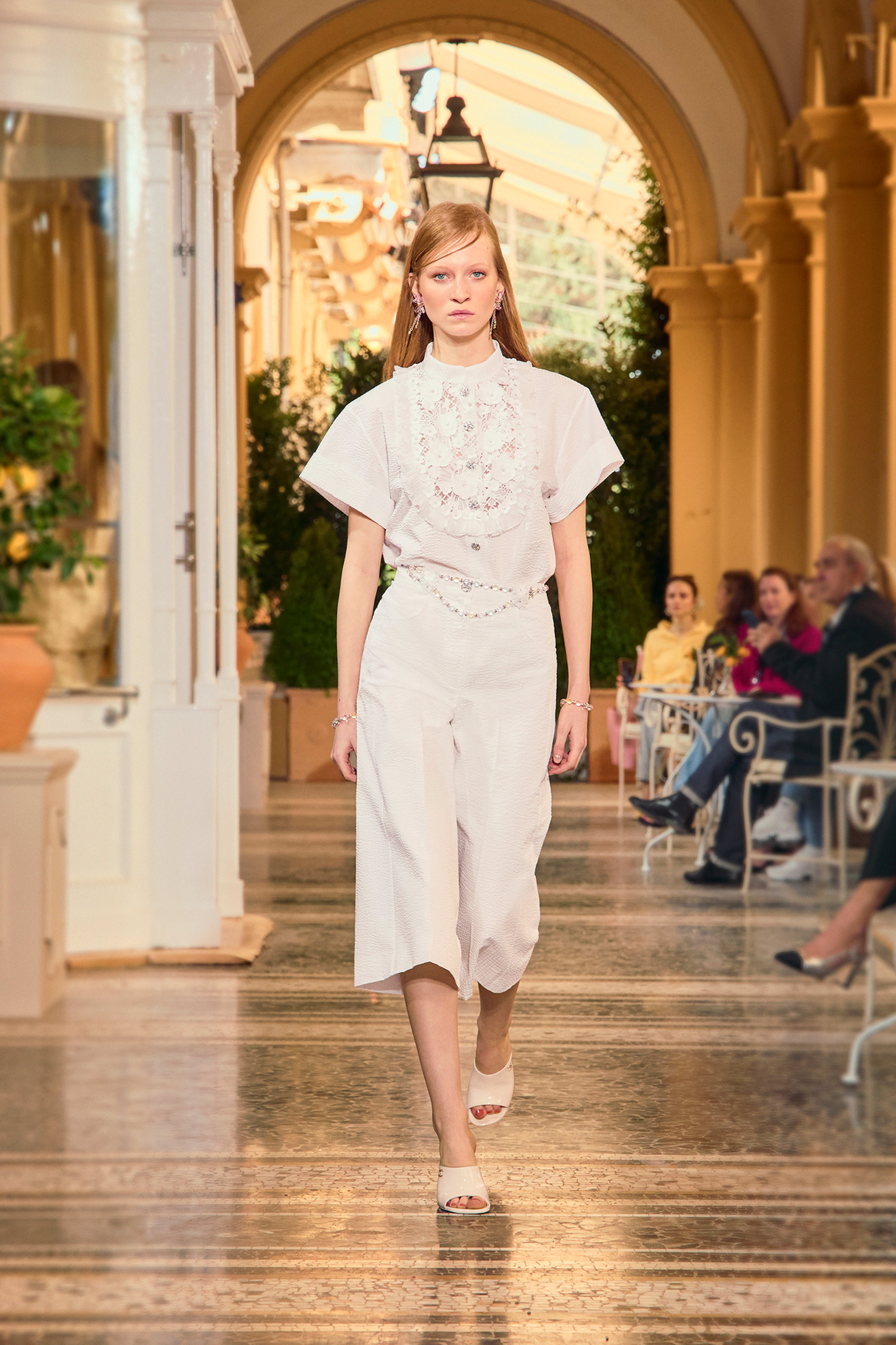 パンツ - エンブロイダリー コットン 、ホワイト — ファッション