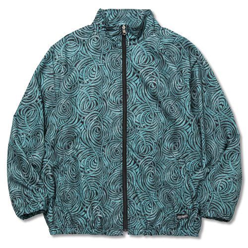 CALEE - ALLOVER SPIRAL PATTERN TRACK JACKET (BLACK.TURQUOISE