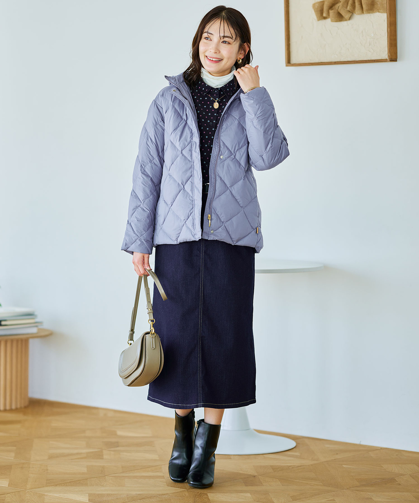 レディース 2WAYフード キルトダウン ジャケット【撥水加工】通販