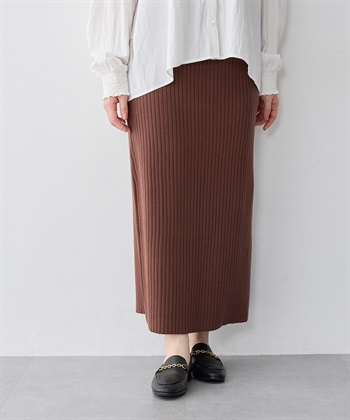 anyfee/プラスサイズ】ウォームタッチリブニットタイトスカート《低