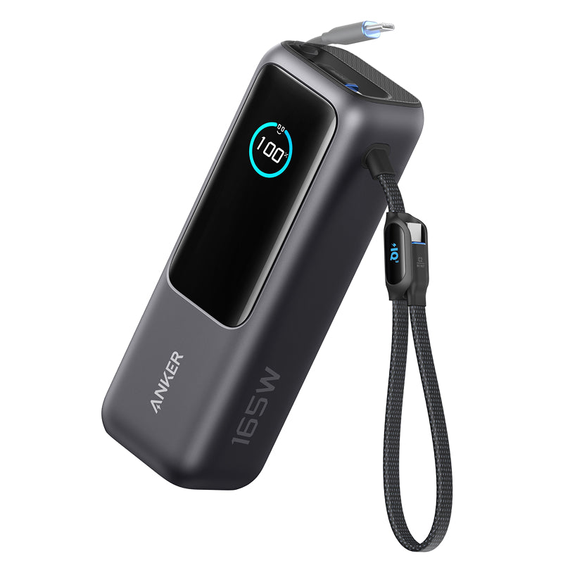Anker Power Bank (25000mAh, Built-In & 巻取り式USB-Cケーブル