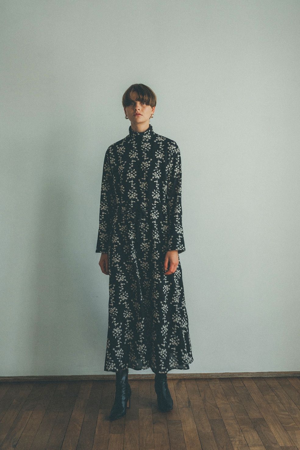 CLANE - ストライプフラワー刺繍ワンピース - STRIPE FLOWER