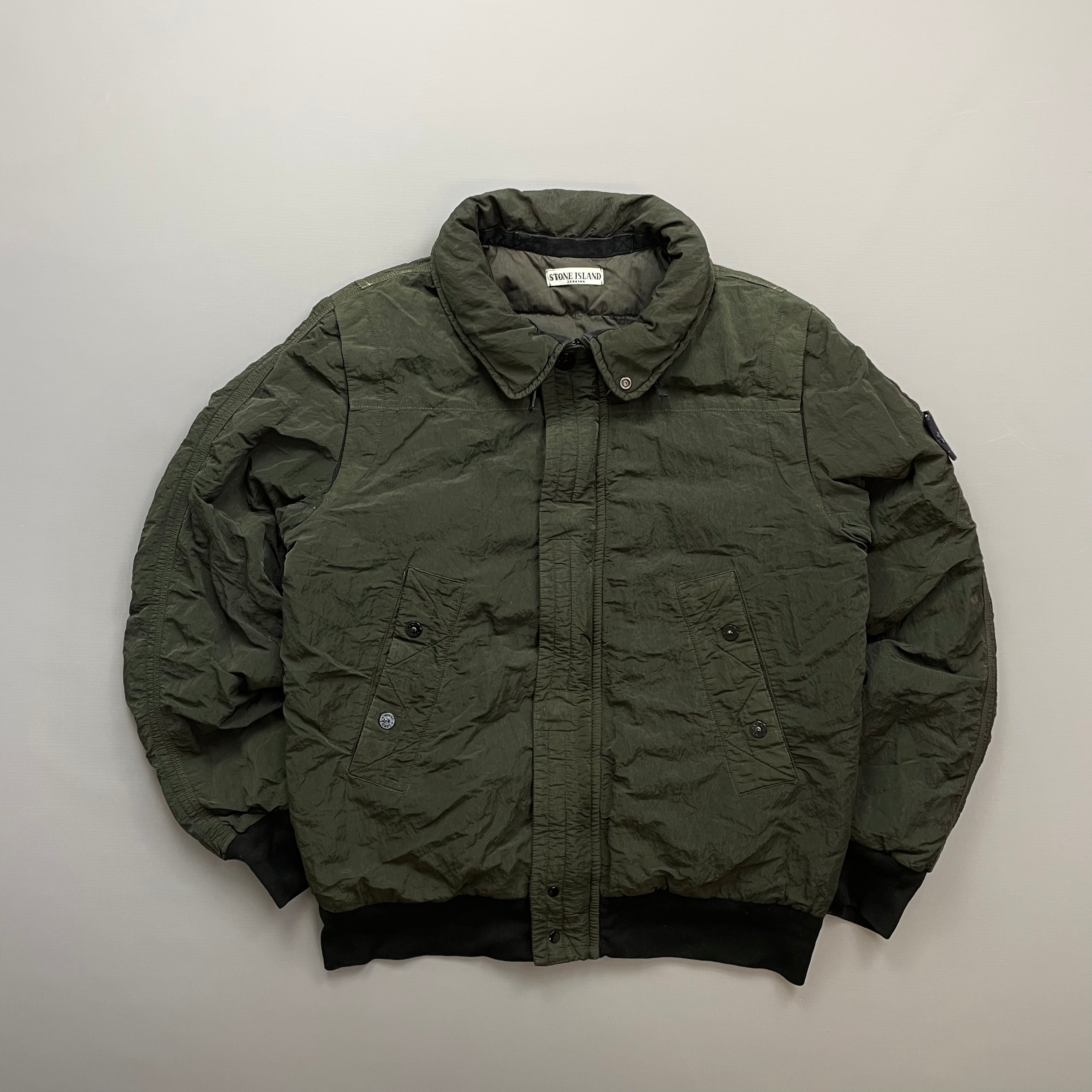 Stone Island Green AW11 Nylon Sheen Concealed Hood Bomber Down