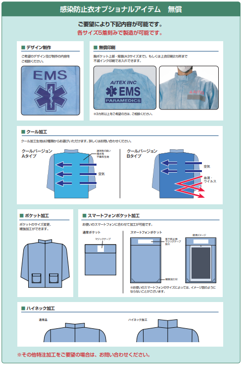 救急隊感染防止衣／院外活動向け感染防止衣 感染防止衣 上衣（オール