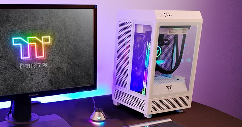 Thermaltake The Tower 100 -Turquoise- 3面強化ガラスパネル ミニ