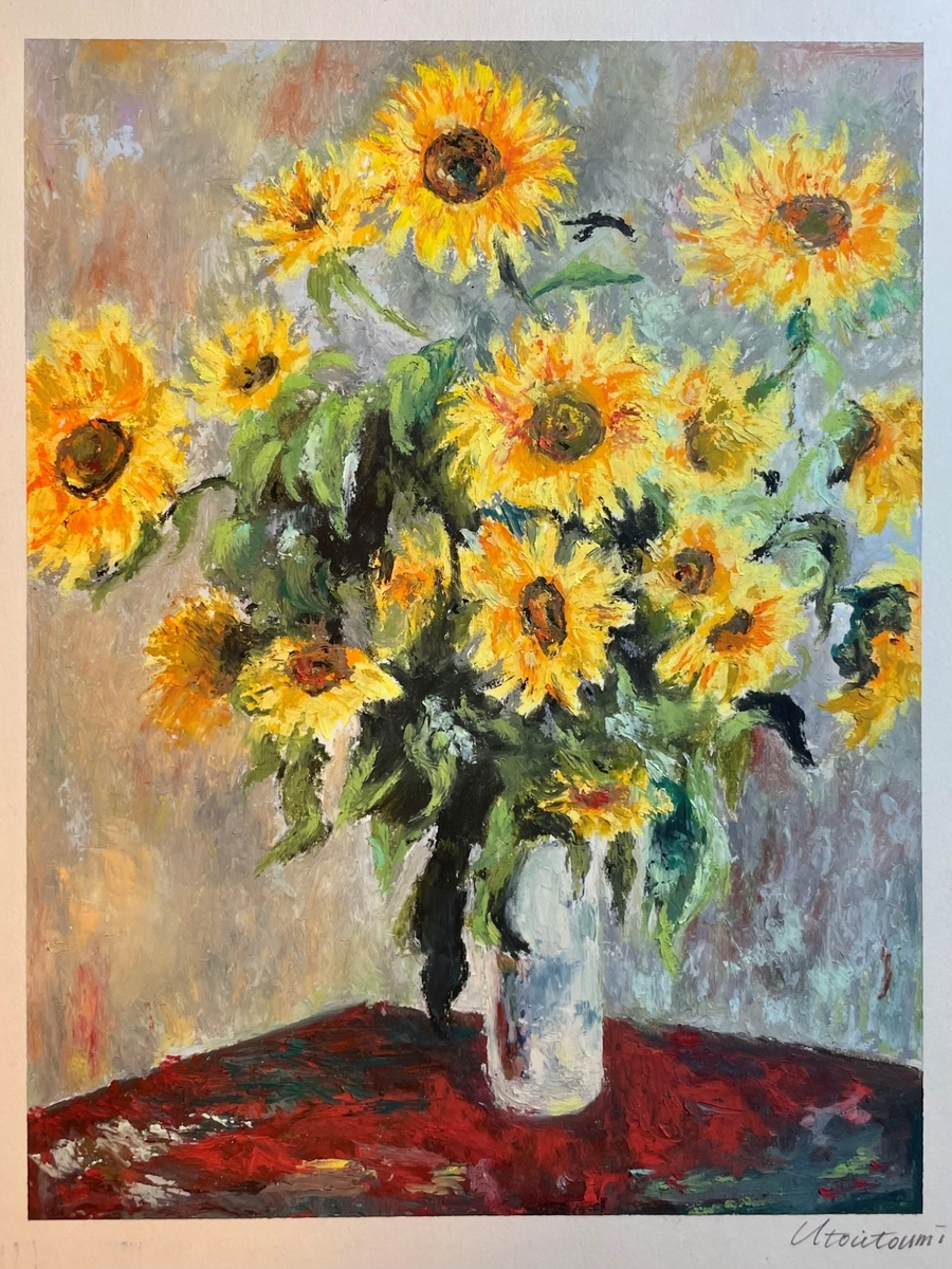 ☆特大☆手書き油絵 かびんの花 絵画 インテリア 油彩画 .: