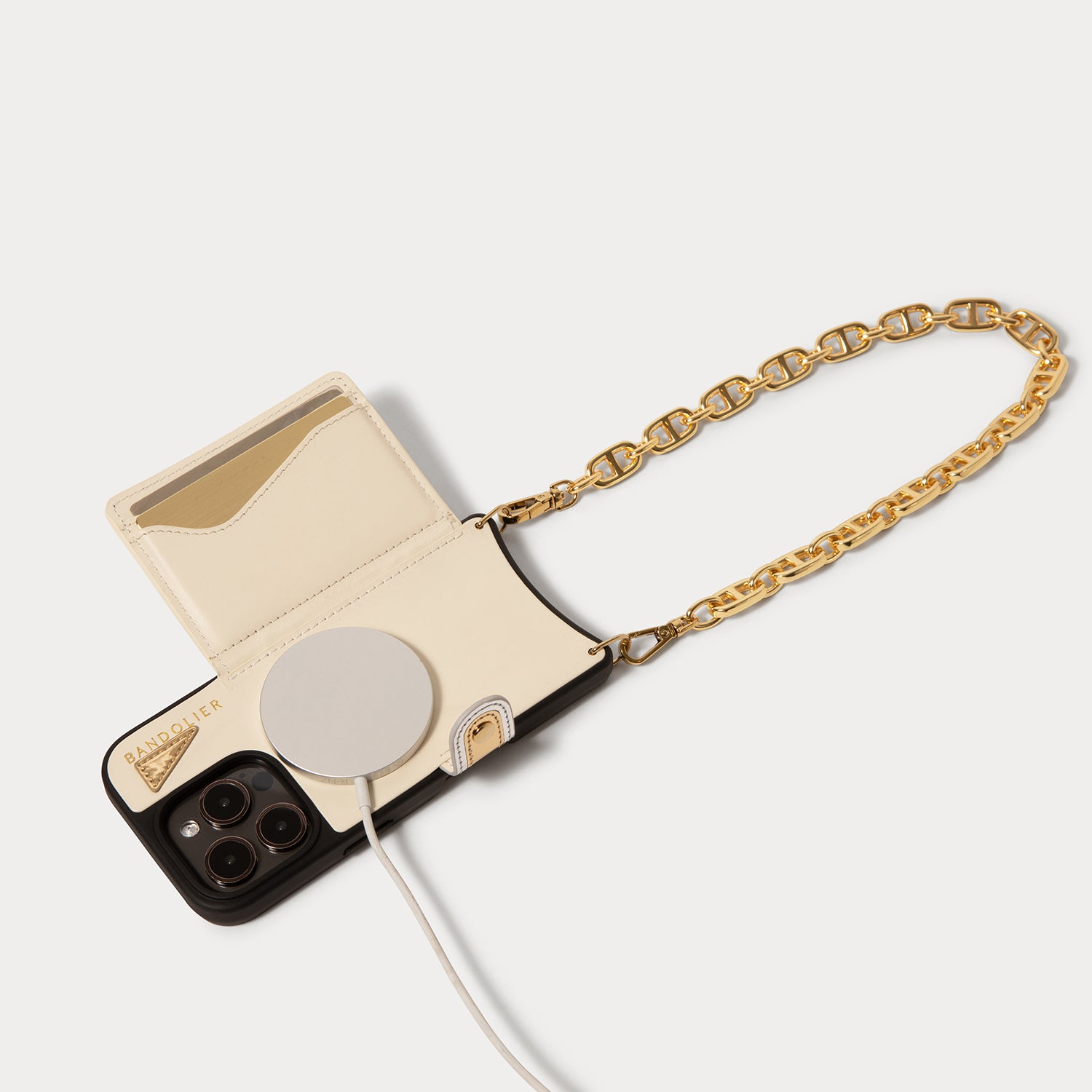 Isla MagSafe Charging Wristlet Phone Case - Ivory/Gold – Bandolier