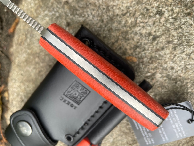 Joker Erizo Orange Micarta with Firesteel Leather Sheath