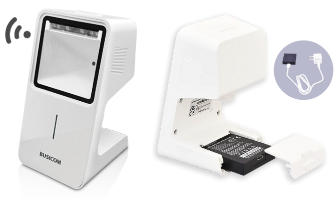 2次元コード・スマホ画面対応の定置式バーコードリーダーに、USBモデル