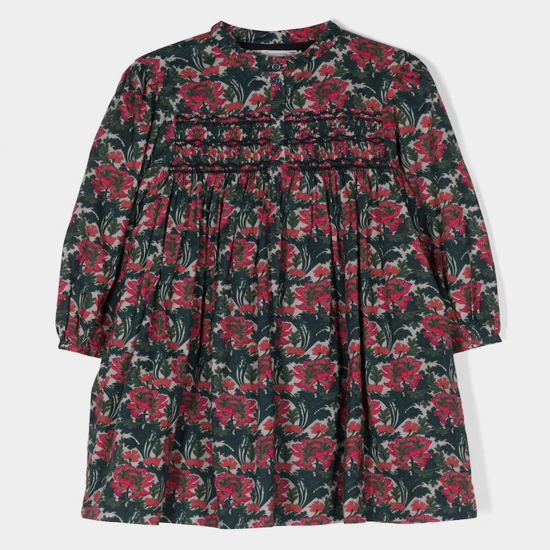 美品 ボンポワン刺繍ワンピース12A 美品 ボンポワン リバティ