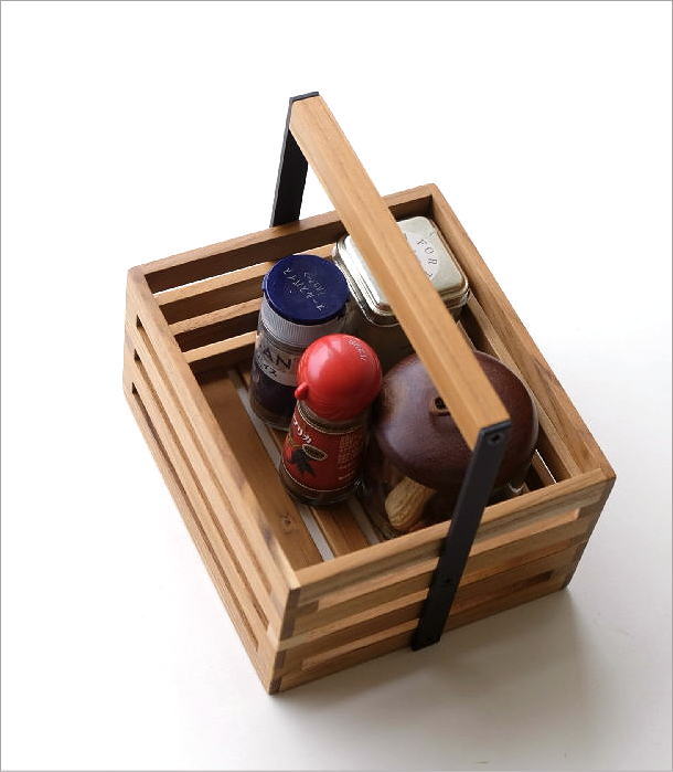 ツールボックス 木製 おしゃれ チーク ウッド アイアン 小物入れ