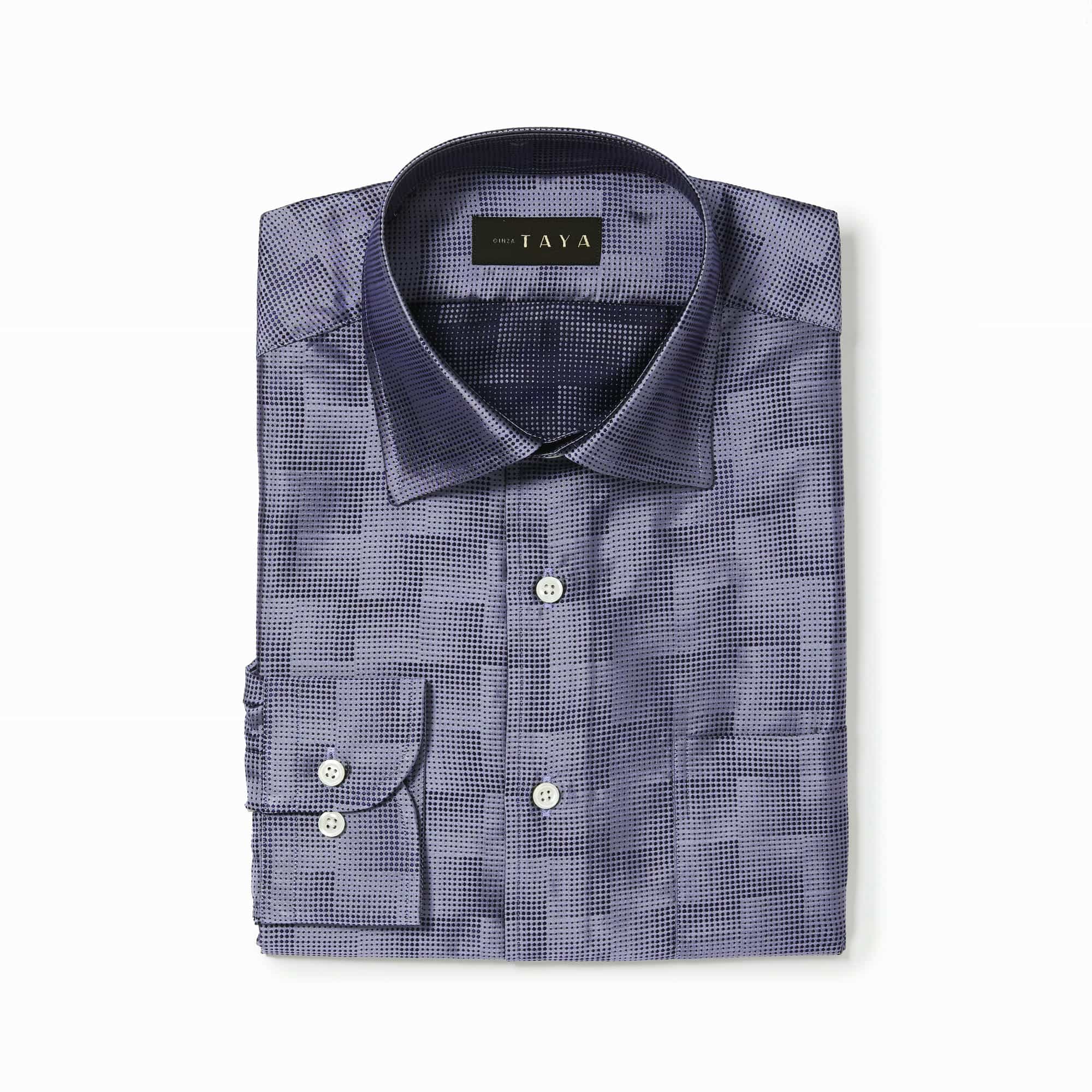 長袖 シルクシャツ/ドットブロック(L ライトパープル): シャツ | 銀座田屋