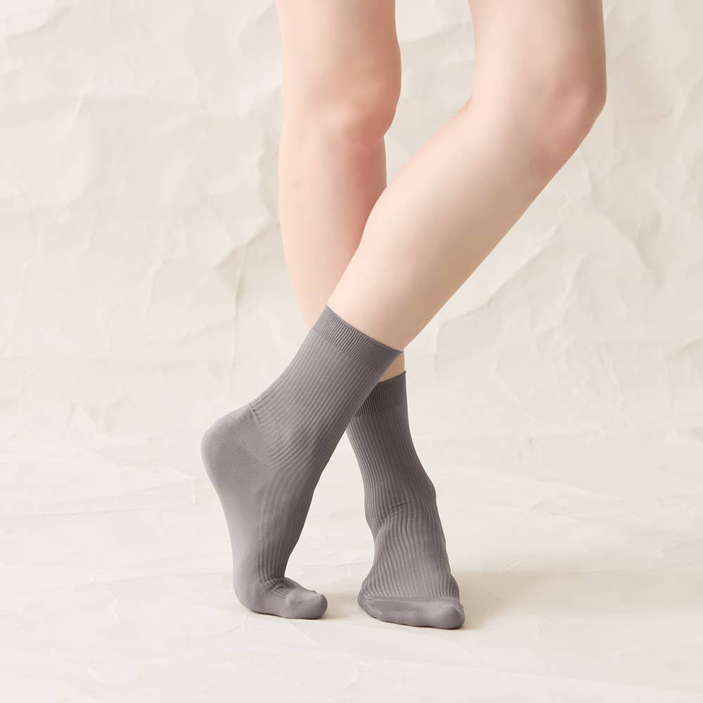 リブ柄 クルー丈ソックス TZW902 :レディース 靴下・ソックス