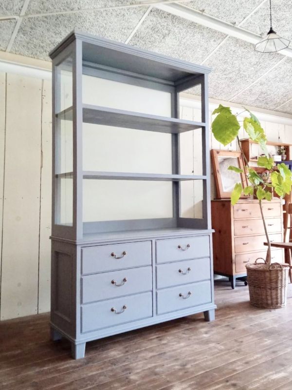 フランス L.V. アンティーク 手芸屋糸什器 キャビネット 8段 引き出し