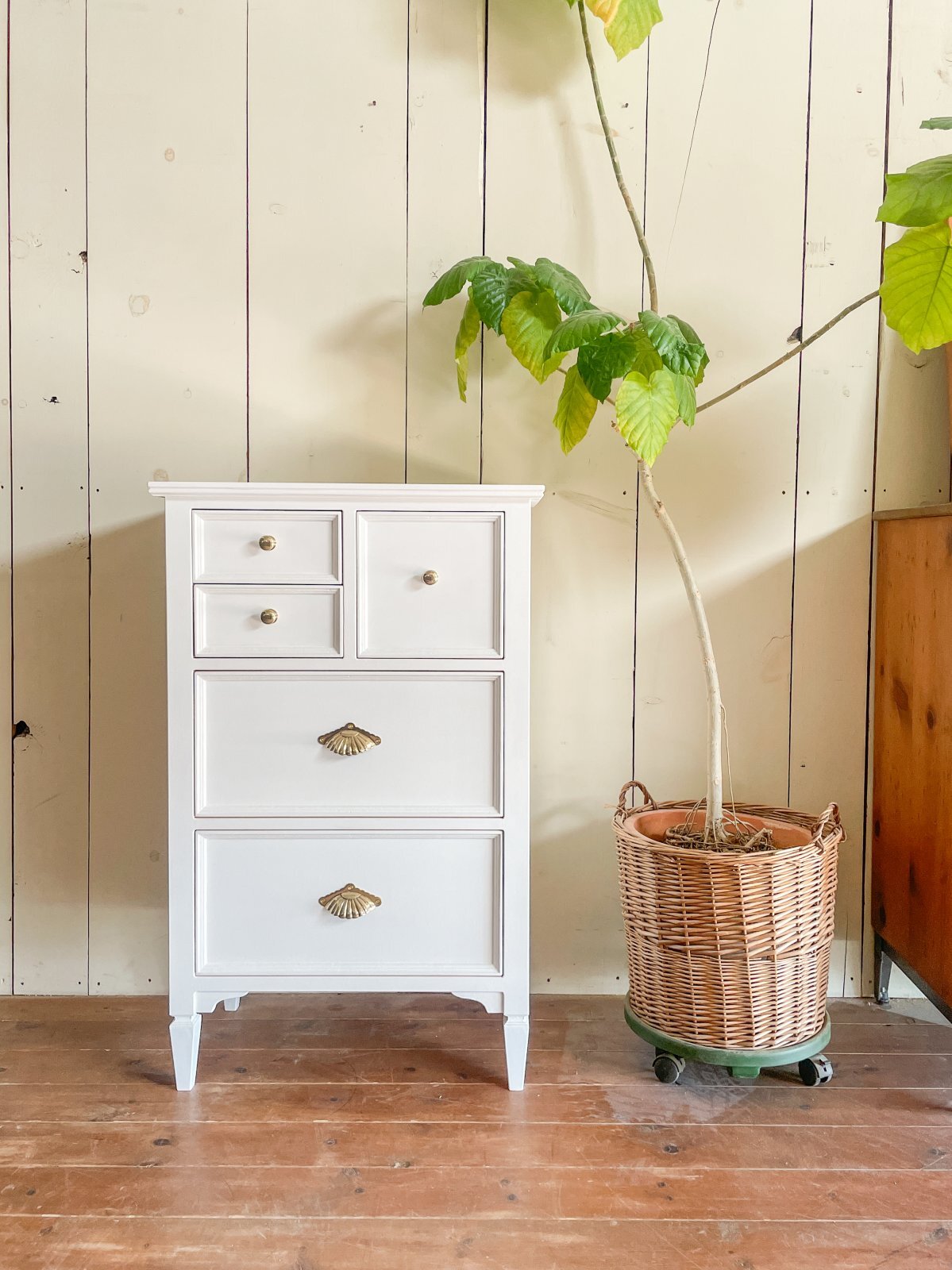 フランスアンティークベッドサイドチェストミニチェストW600ホワイト