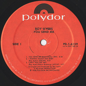 Roy Ayers / You Send Me(LP) / Polydor 1978 USオリジナル EX-/EX