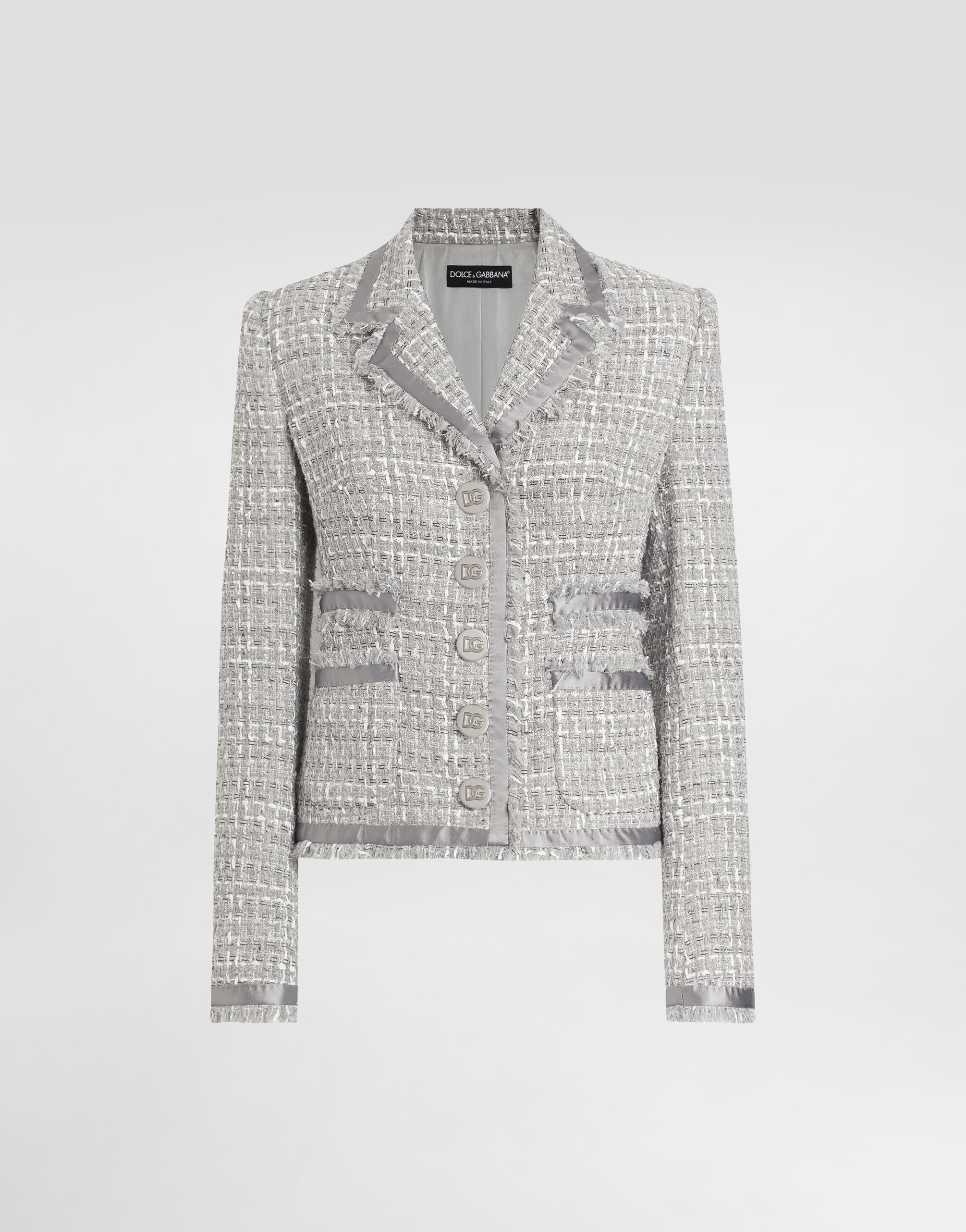 Short single-breasted lamé bouclé jacket in Multicolor for Women