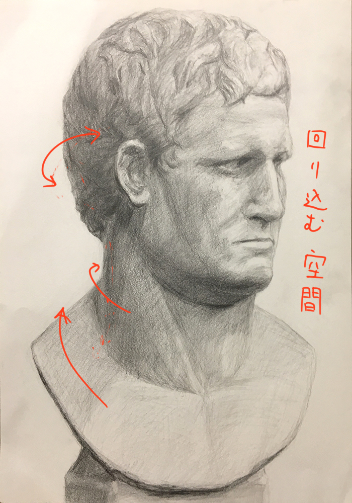 デッサン添削「石膏像(アグリッパ)のデッサン」