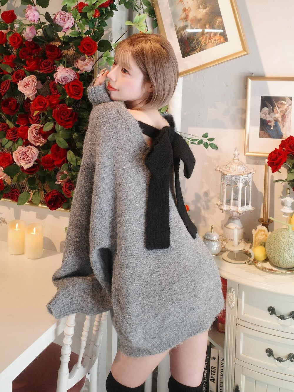 ビッグリボンバックオープンニットトップス – Darich (ダーリッチ)