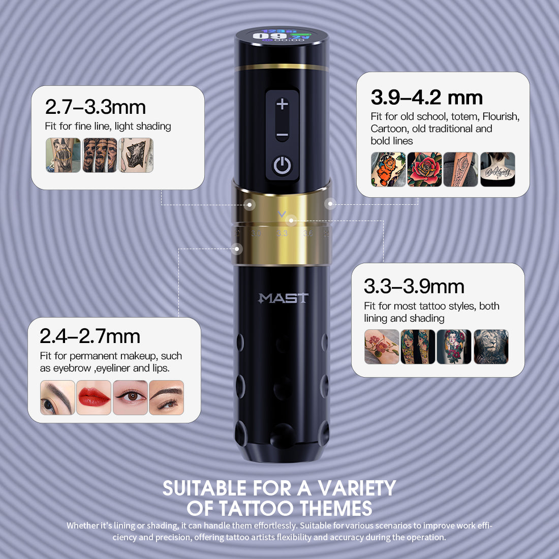 Mast Flip 3 Professional Wireless Tattoo Machine Adjustable Stroke