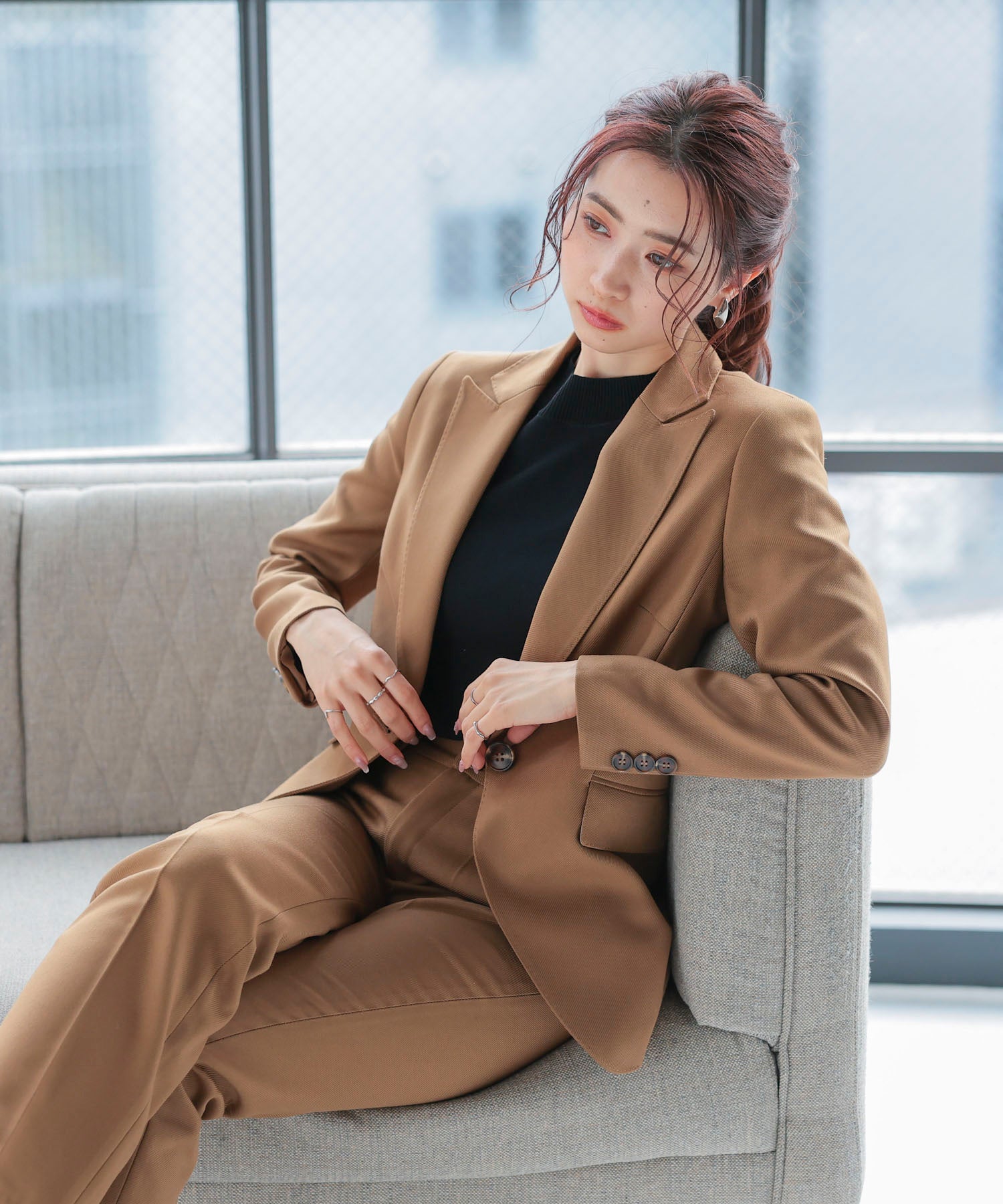 スーツ上下セット 2点セット ジャケット パンツds3211 ブラウン