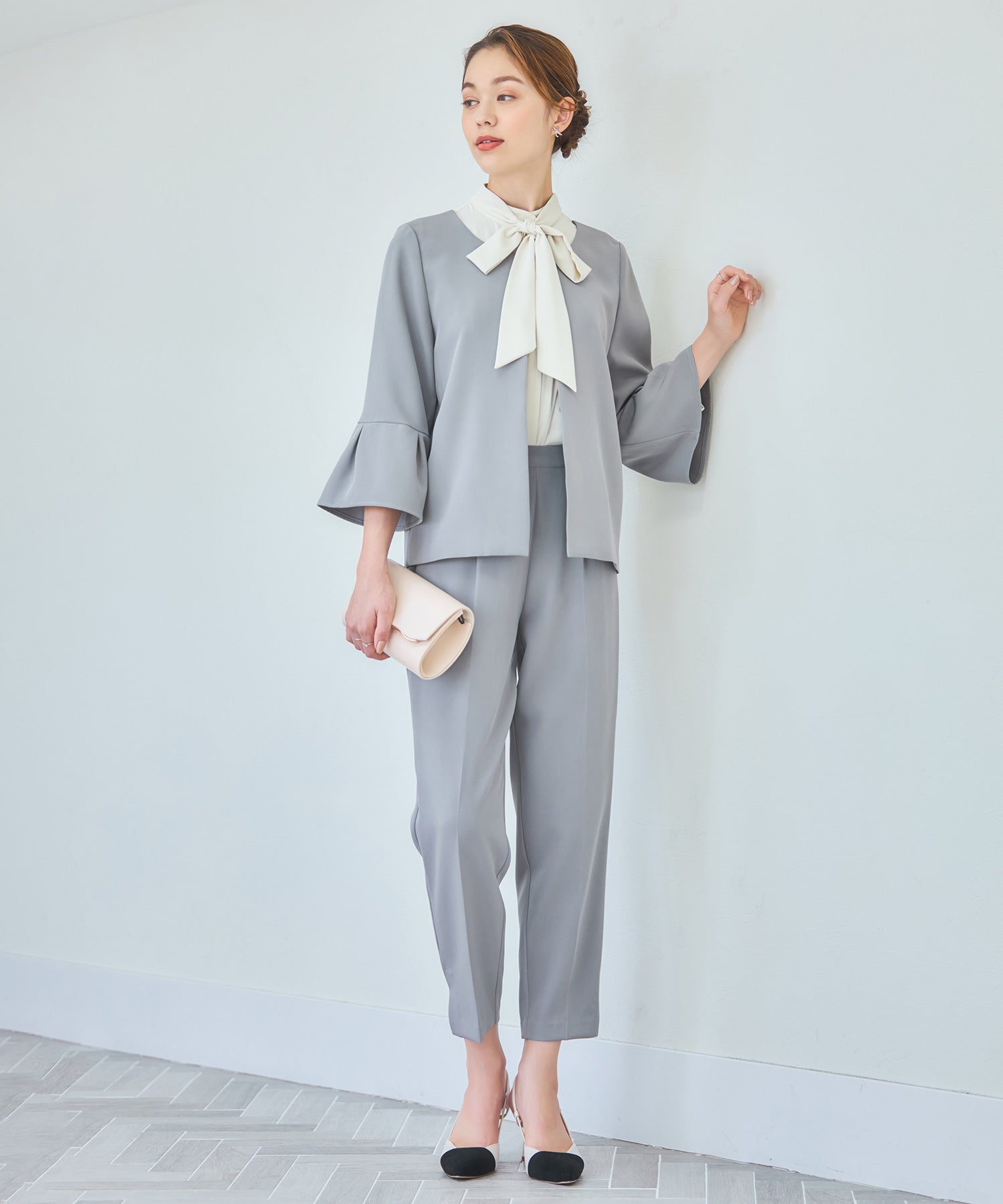 セットアップ レディーススーツ ジャケットdsz0124 ライトグレー