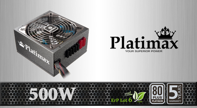 ENERMAX 80PLUSプラチナ電源 Platimax EPM500AWT トップ