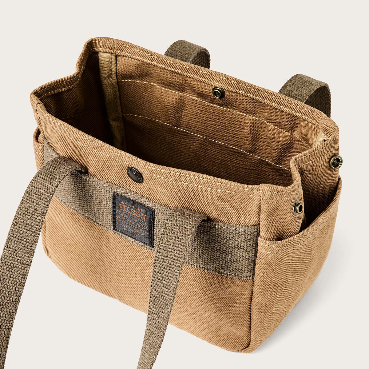 Rugged twill small open tote bag by Filson | Tan (Beige)