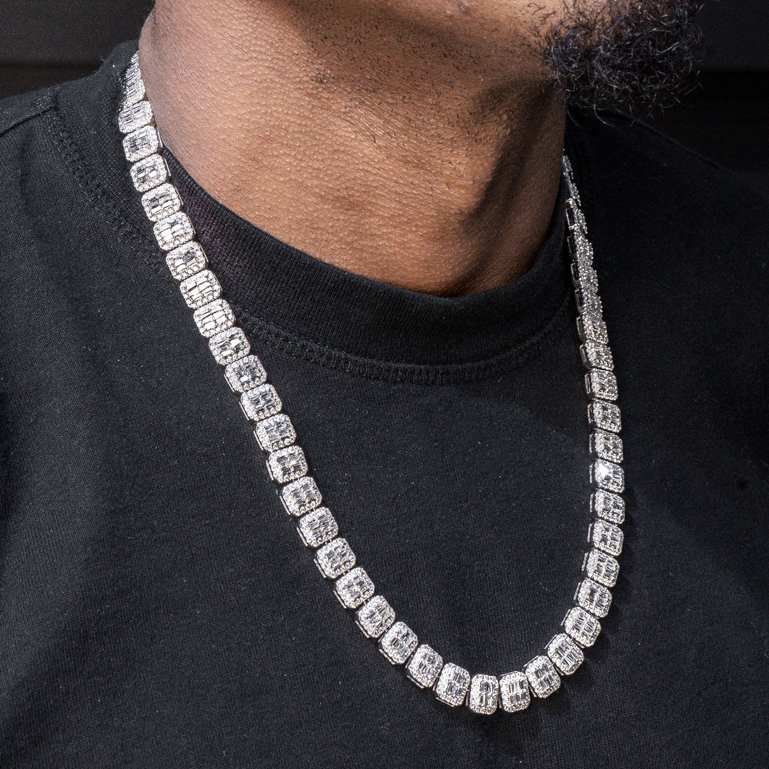 GlitterJewelryS925プロングチェーンアイスドアウト50cm40g シルバー