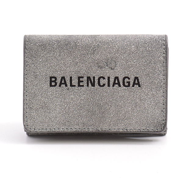 バレンシアガ BALENCIAGA 三つ折り ミニウォレット シルバー 渋谷限定
